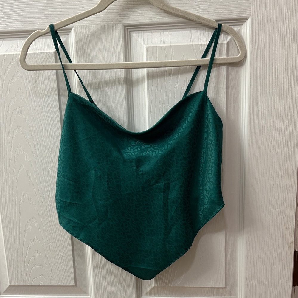 Tie back cowl neck satin tank